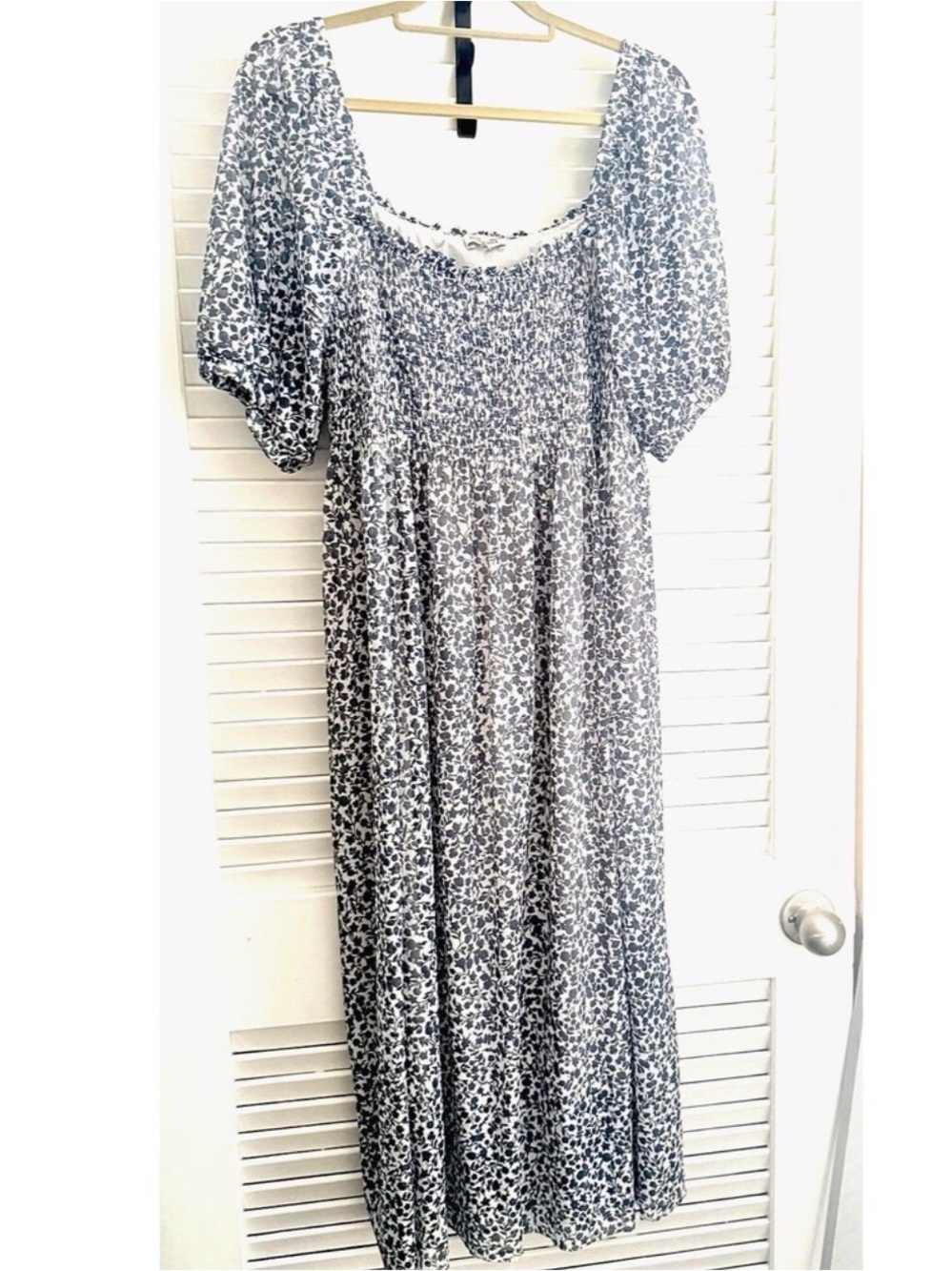Anthro Baum Und Pferdgarten Judith Floral  Mesh Maxi Dress L Blue White